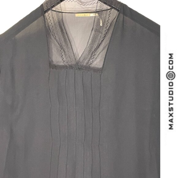 Max Studio Sheer silk black blouse, size M - Picture 2 of 4